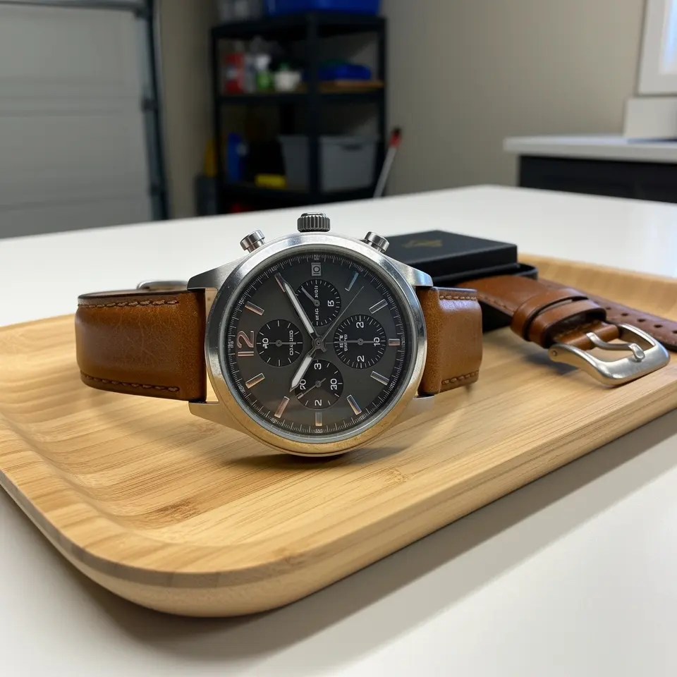 Fossil leather strap watch, gently used and ready for pickup in Kitchener - фото 1