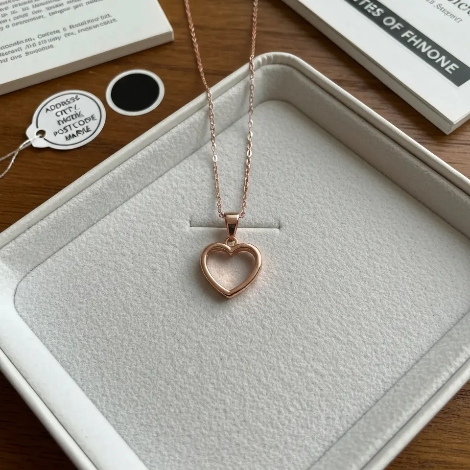 14K Rose Gold Heart Pendant with Chain - фото 1