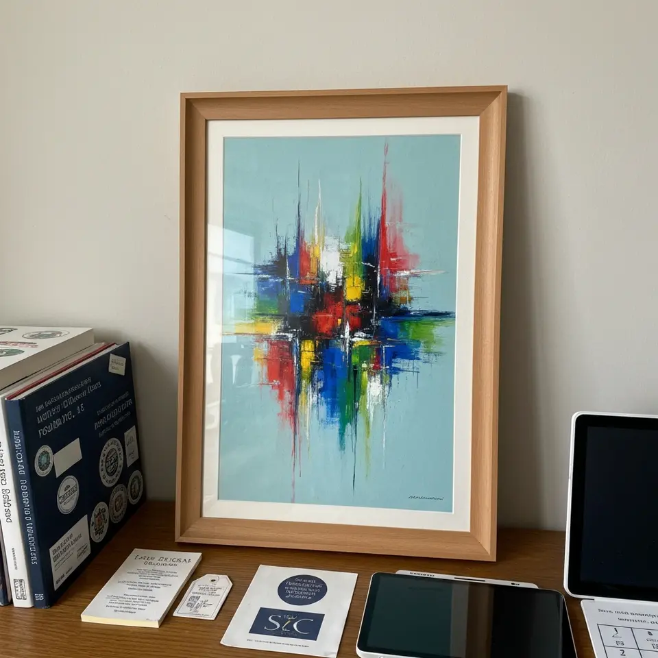 Original Abstract Acrylic Painting in Wood Frame - фото 1