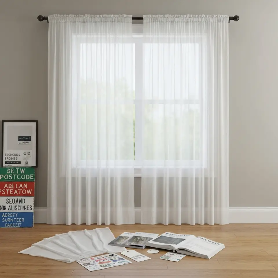 Available: Sheer White Window Curtains, Six Panels - фото 1