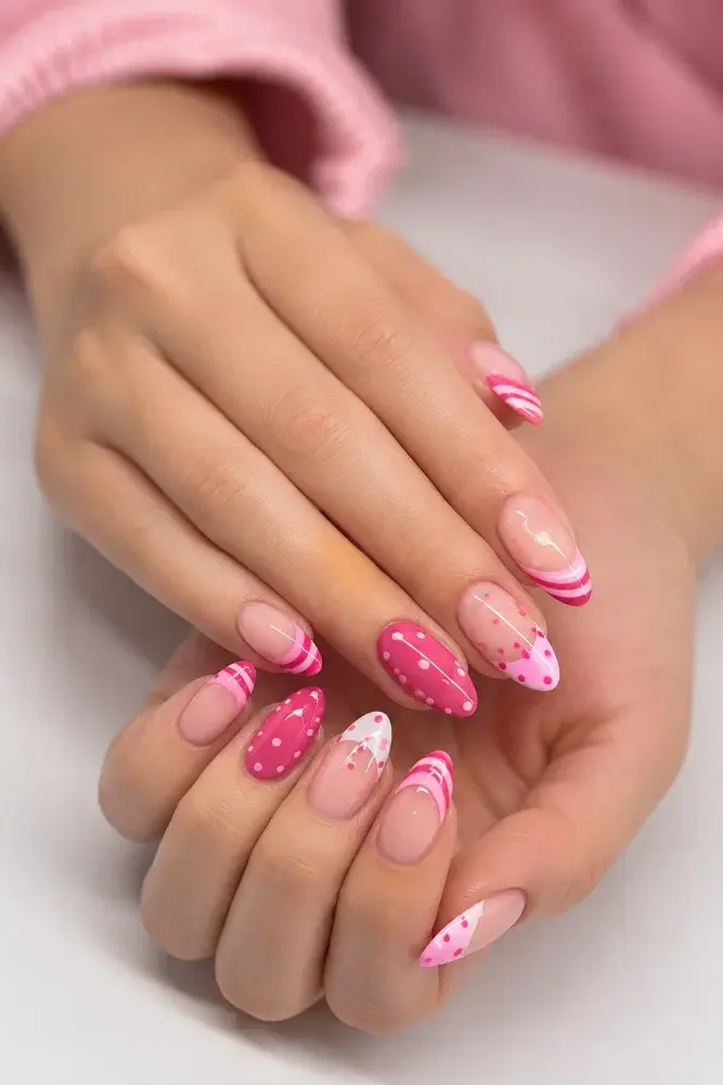 Candy Pink Nail Polish for Dotted French Manicure Designs - фото 3