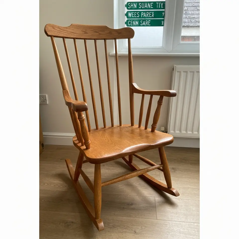 Solid Oak Windsor Rocking Chair, Local Pickup - фото 1