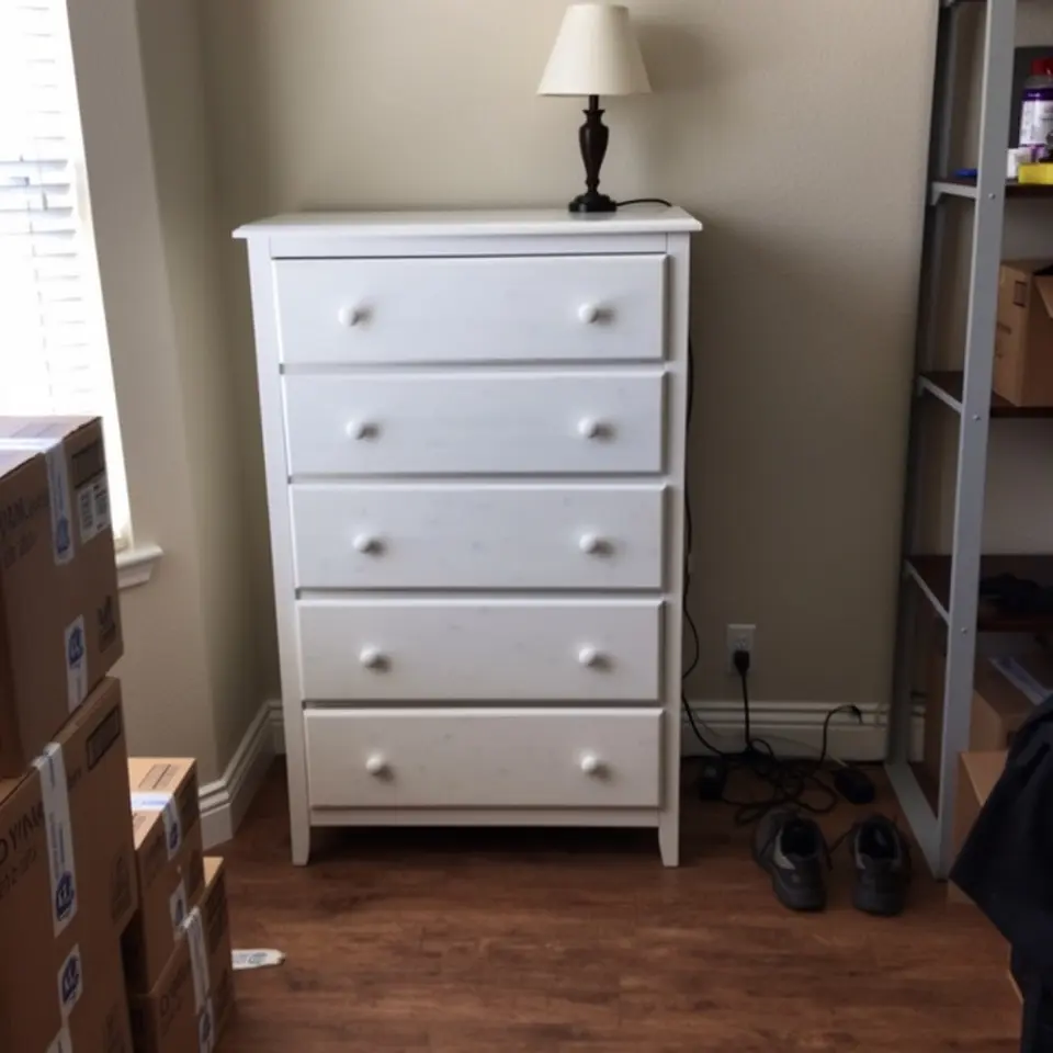 White Dresser with 5 Drawers, Pickup Only 8514-2 - фото 1