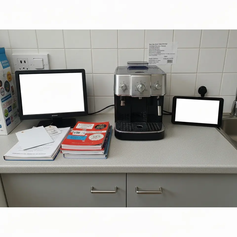 DeLonghi coffee machine with milk frother, clean appliance - фото 1