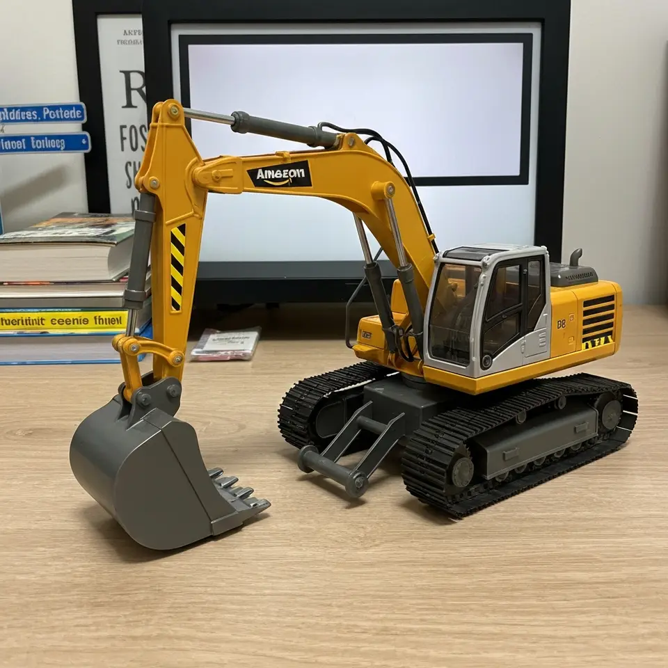 Remote Control Excavator Toy with Metal Bucket - фото 1