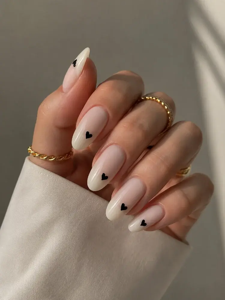 Luxury White Heart Nail Art | Modern Almond Manicure - фото 2