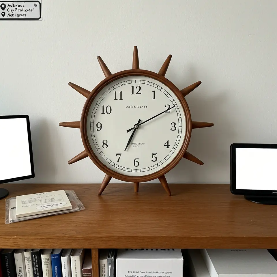 Mid-Century Starburst Wall Clock 24 Inch - фото 1