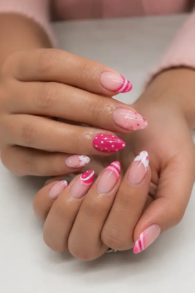 Candy Pink Nail Polish for Dotted French Manicure Designs - фото 1