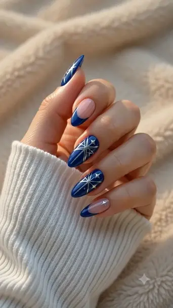 Burgundy Star Nail Design | Elegant Almond Gel Manicure - фото 1