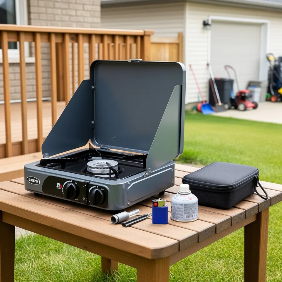 Portable camping stove, good condition for home use in Victoria - фото 1