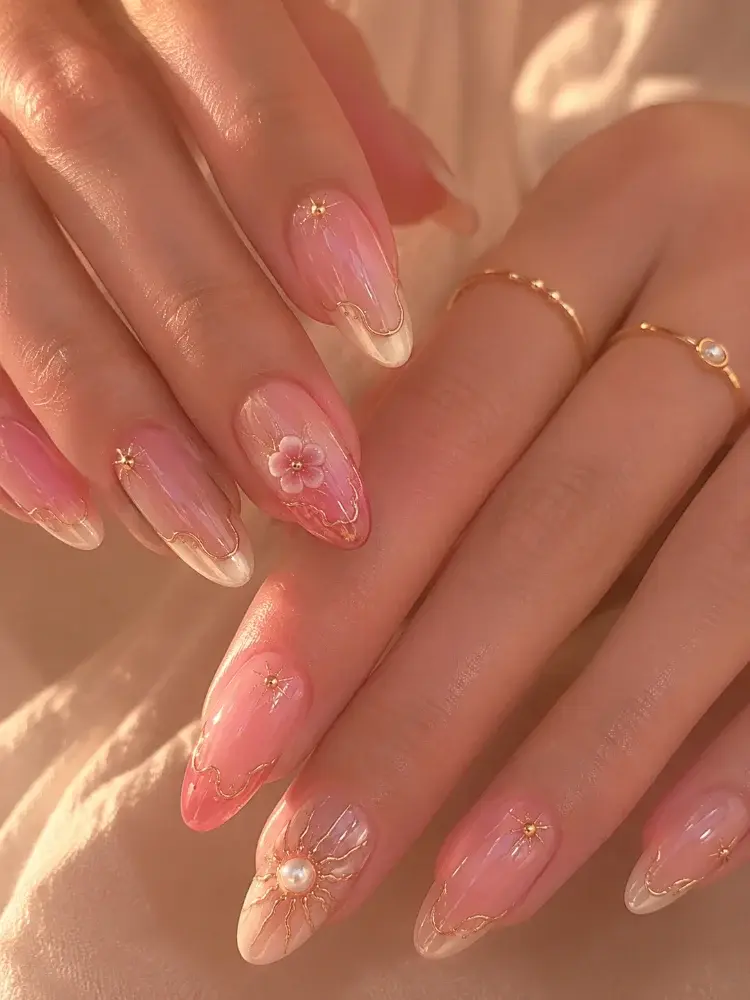 Celestial Bloom Gel Polish Set for Floral and Sun Nail Art - фото 2
