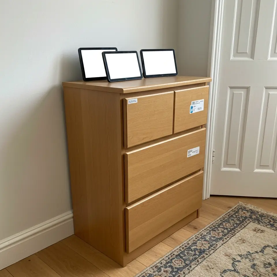 Oak effect chest of drawers, tidy condition, ready for a new home - фото 1