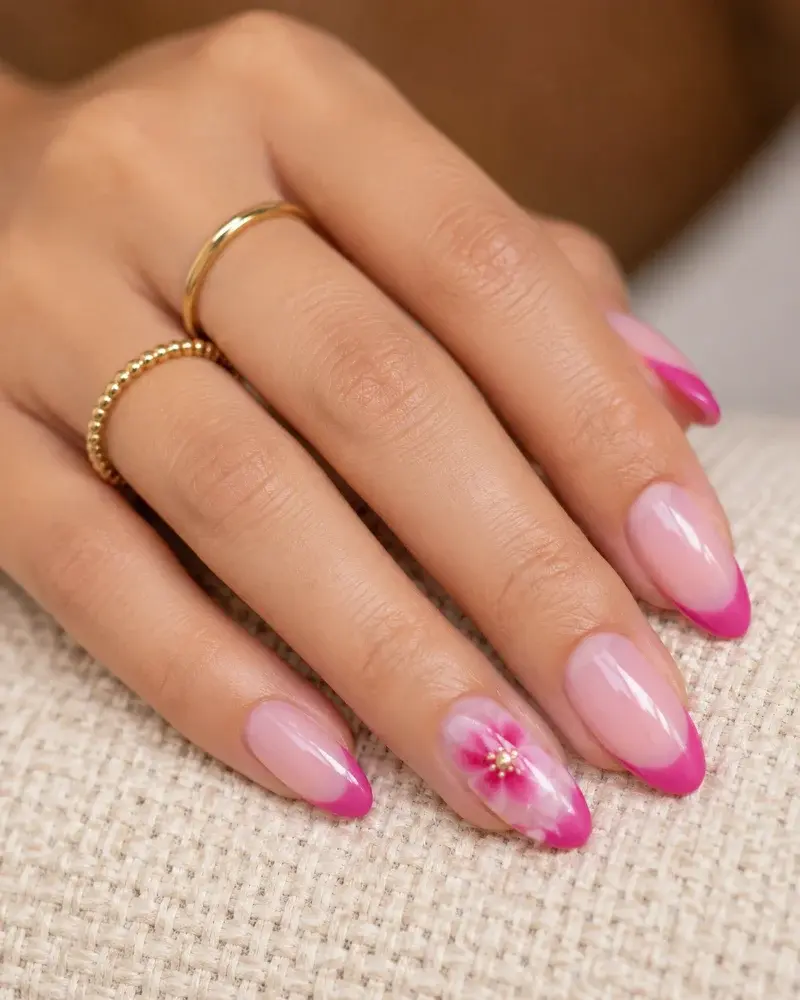 Fuchsia Detail Gel Polish for Floral French Tip Manicures - фото 1