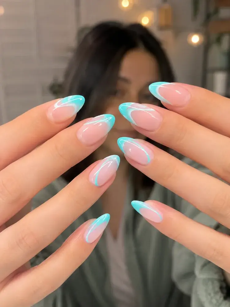 Mint Aqua Nail Polish for Curved French Tip Designs - фото 3