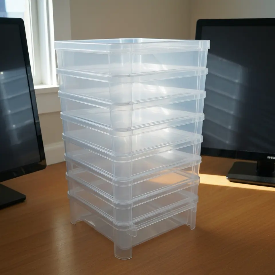 Clear Stackable Storage Bin Set of Eight, Clean and Ready - фото 1